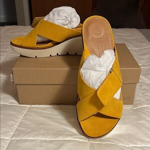 Gentle Souls Yellow Wedge Sandals